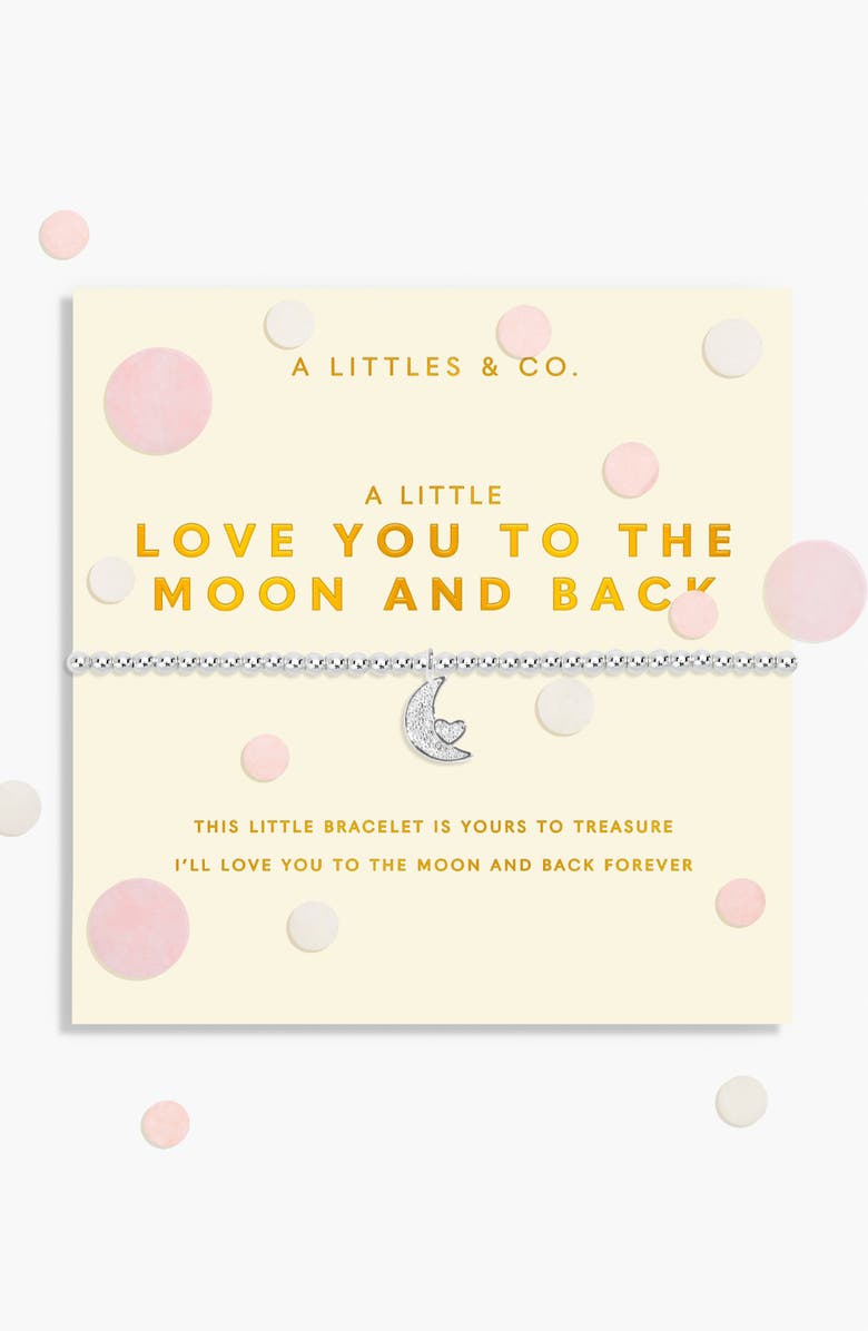 A Littles & Co Confetti A Little 'Love You To The Moon And Back' Bracelet In Silver Plating, Alternate, color, Metallic Silver