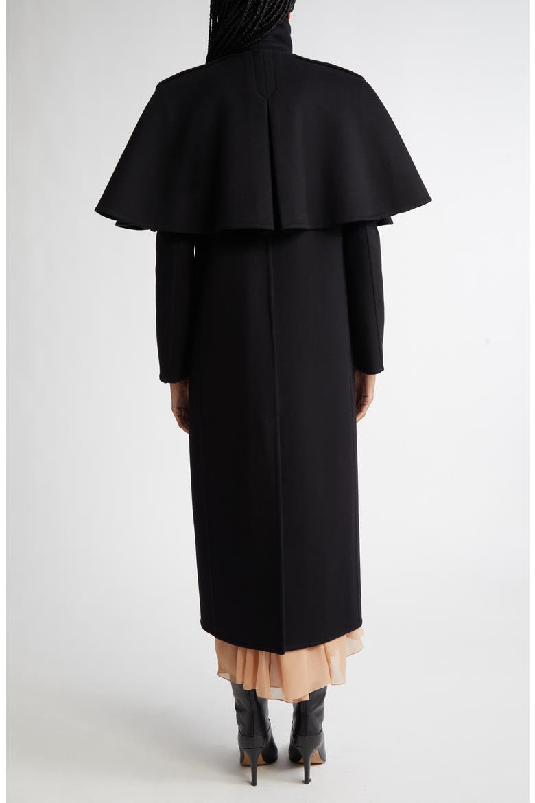 Double Breasted Wool Coat with Removable Cape, Alternate, color, BLACK
