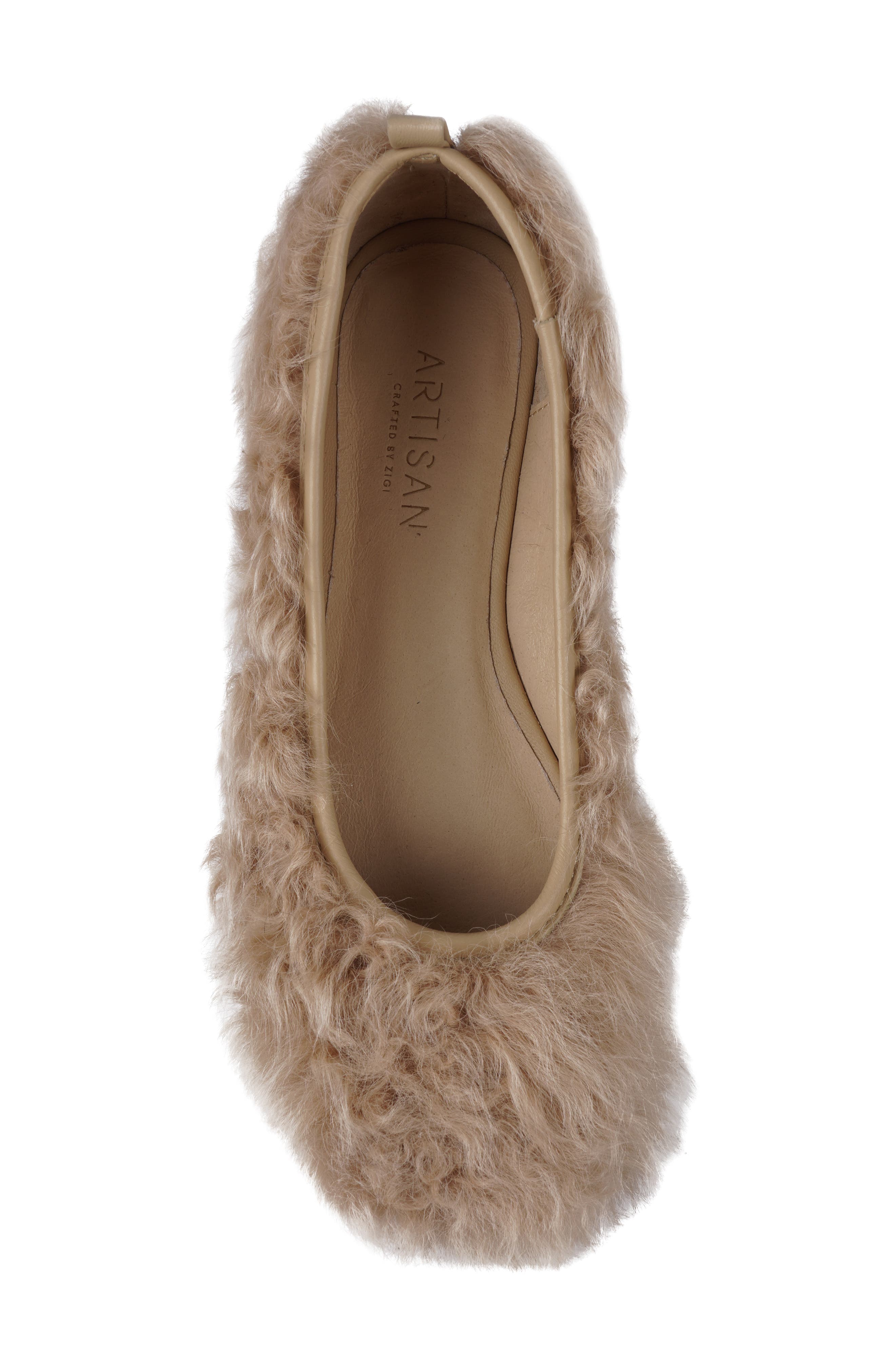 Artisan Crafted By Zigi Quincy Faux Fur Flat, Alternate, color, Beige Leather