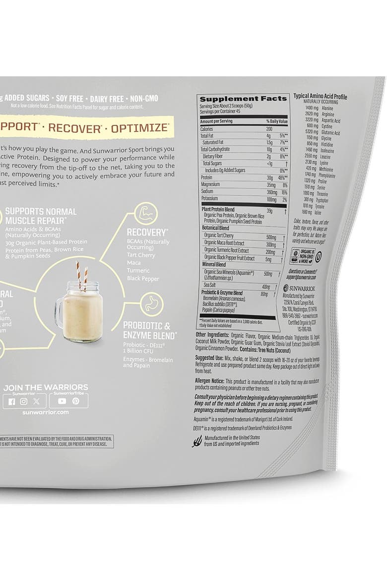 Organic Active Protein Powder, Vanilla, 2.25kg, Alternate, color, No Color