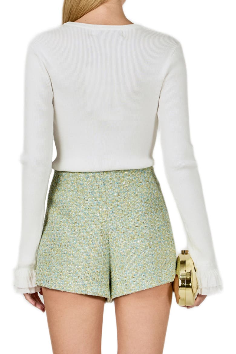 Ruffle Cuff Knit Top, Alternate, color, WHITE