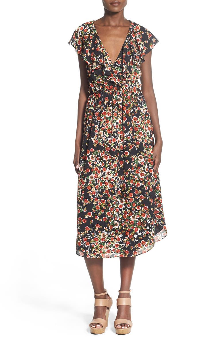WAYF Floral Midi Dress, Main, color, 