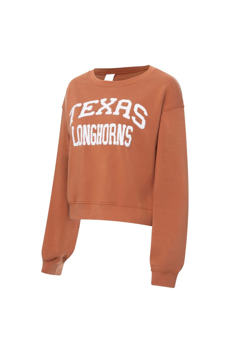 ZOOZATZ Women's ZooZatz Texas Orange Texas Longhorns Chenille Cropped Sweatshirt, Alternate, color, Burnt Orange