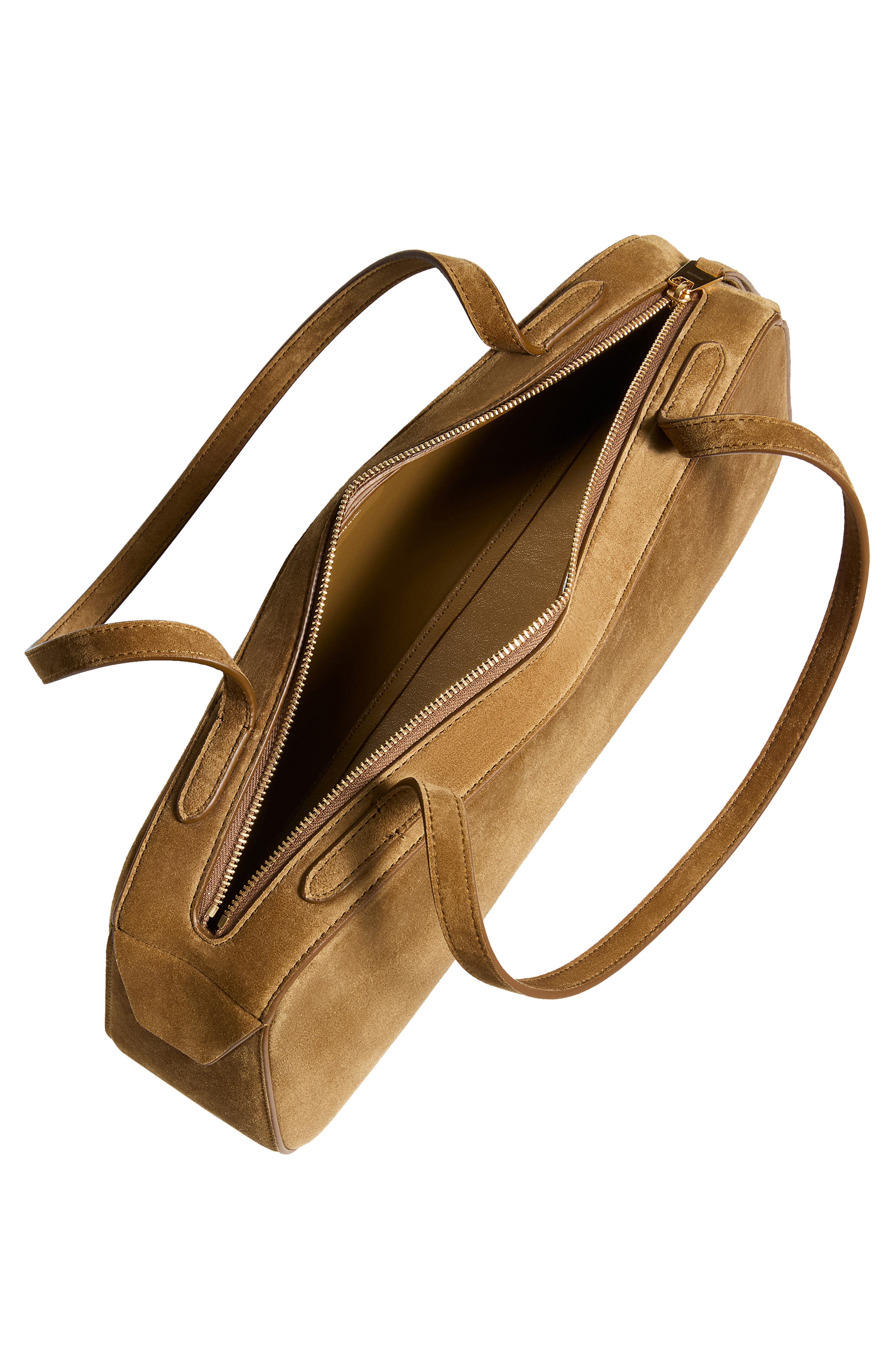 Khaite Simona Suede Shoulder Bag, Alternate, color, Mud