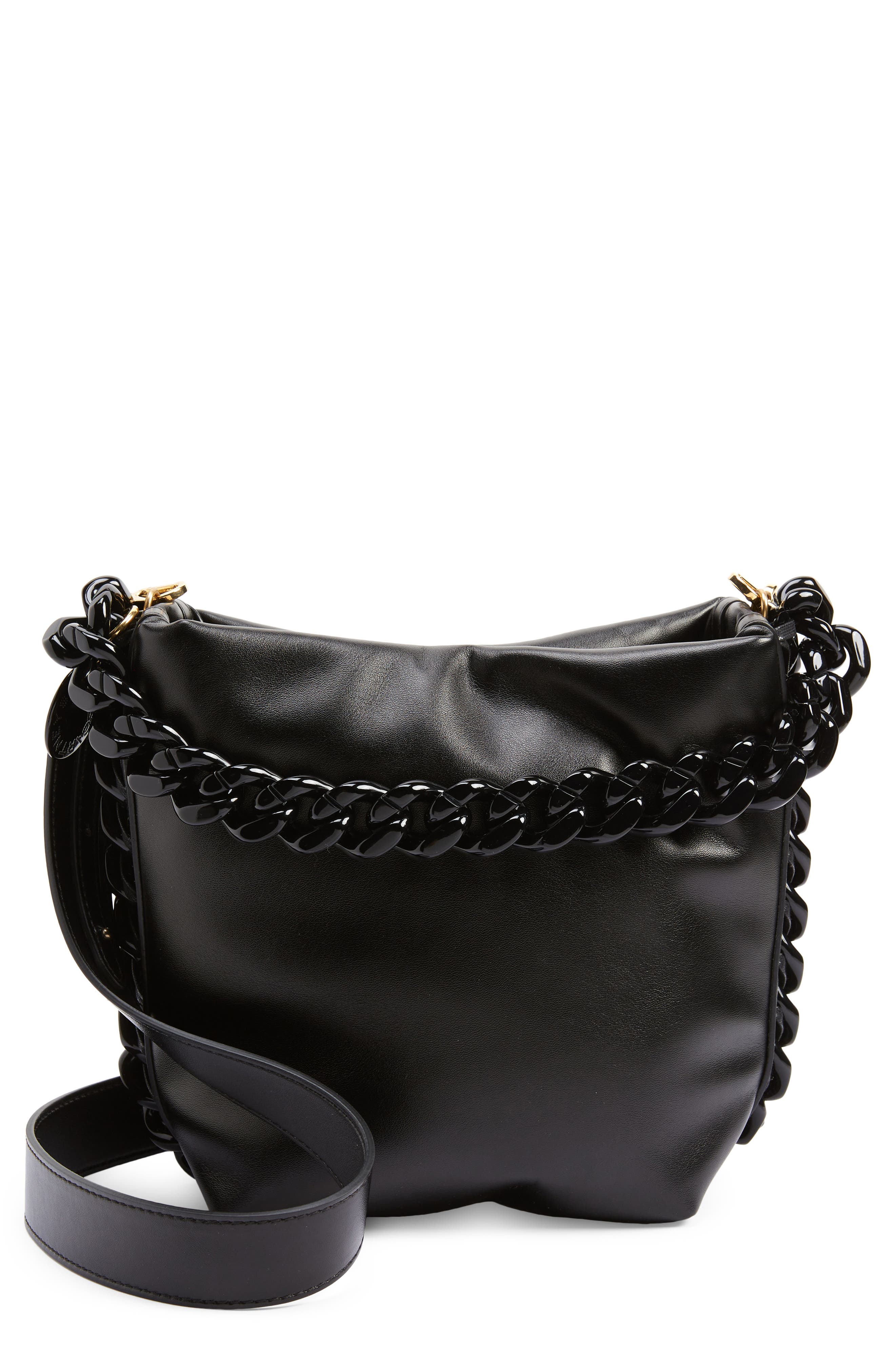 Stella McCartney Frayme Puffy Faux Leather Bucket Bag, Main, color, 