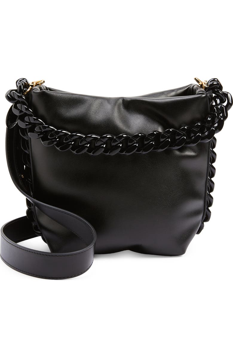 Stella McCartney Frayme Puffy Faux Leather Bucket Bag, Main, color,