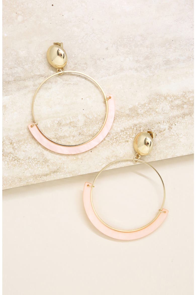 Frontal Hoop Statement Earrings, Alternate, color, PINK