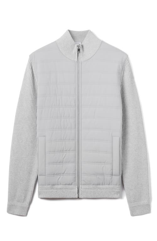 Reiss Soft Grey Hybrid Quilt And Knit Zip-through Jacket In Gray