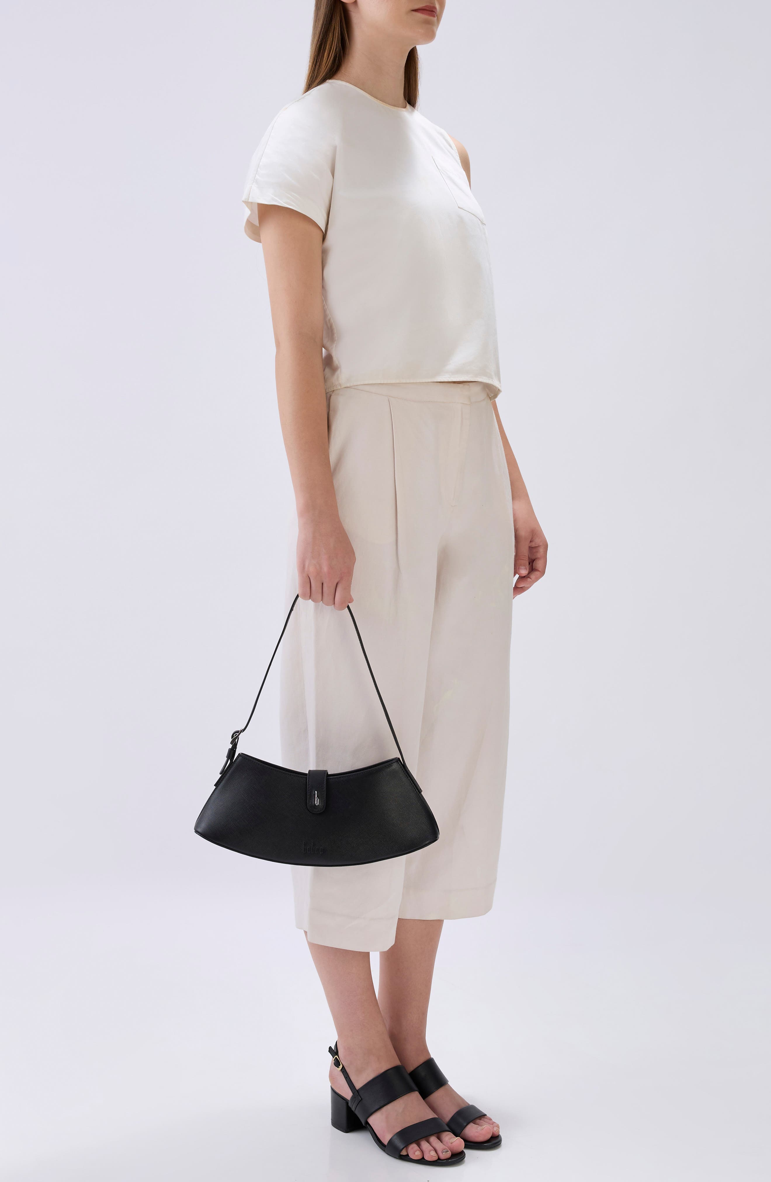 Ruth Mini Saffiano Leather Shoulder Bag, Alternate, color, BLACK