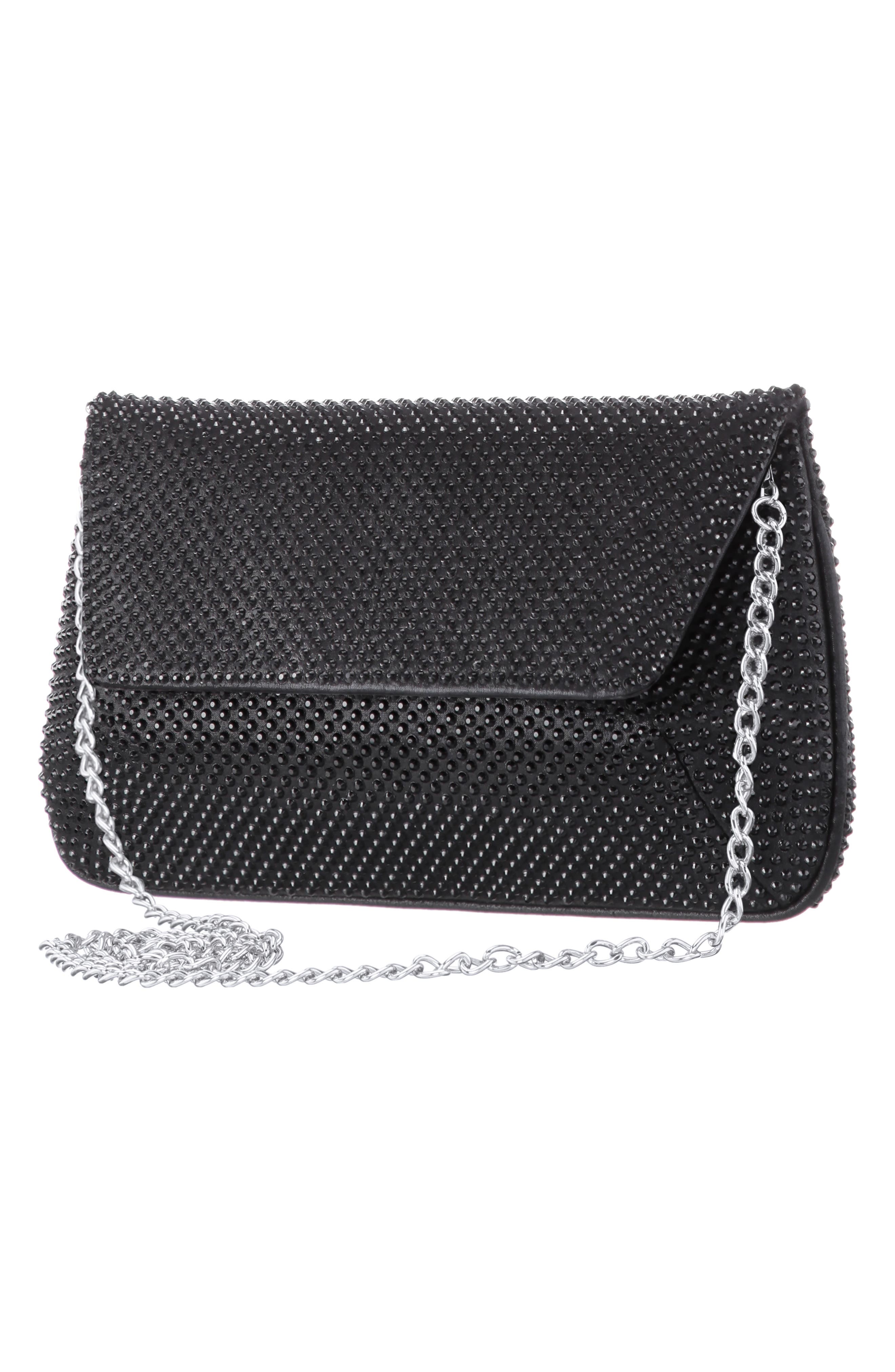 Nina Rommy Crystal Embellished Clutch, Alternate, color, Black