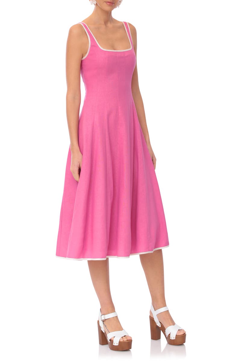 Avec Les Filles Contrast Edge Fit & Flare Midi Dress, Alternate, color, Fuchsia