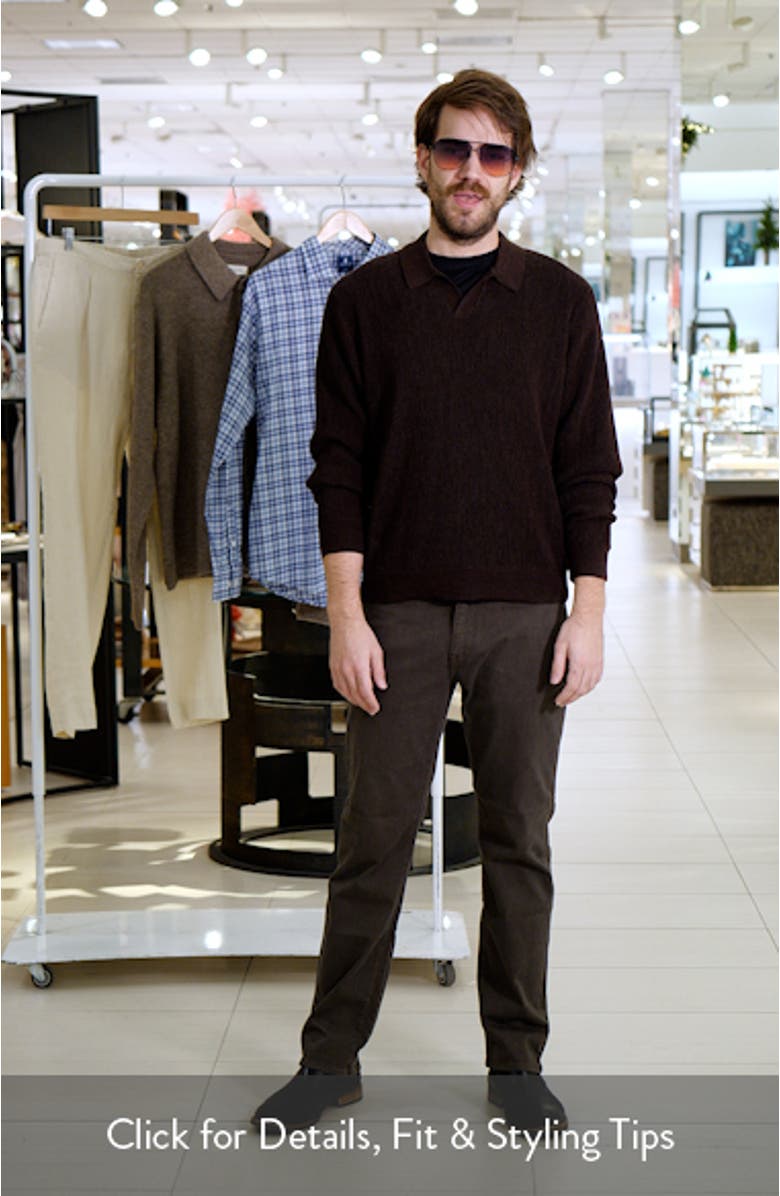 Johnny Collar Long Sleeve Merino Wool Sweater Polo, sales video thumbnail