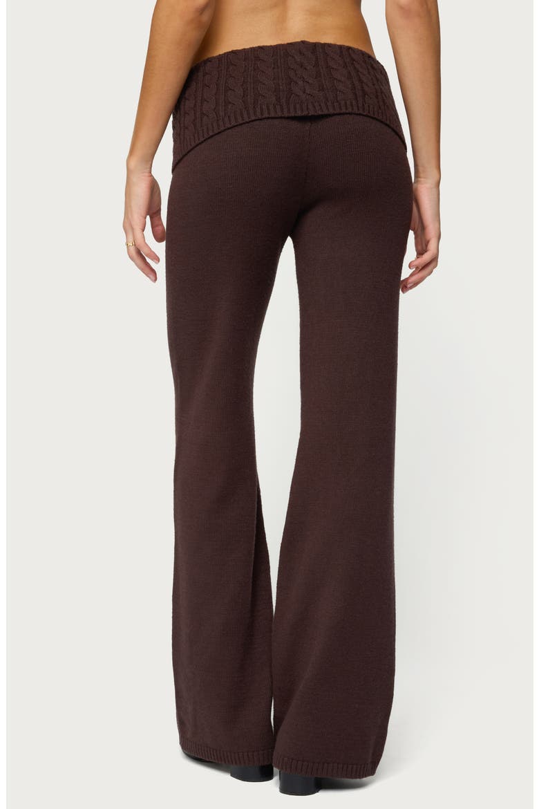 Lula Cable Stitch Waistband Flare Pants, Alternate, color, BROWN