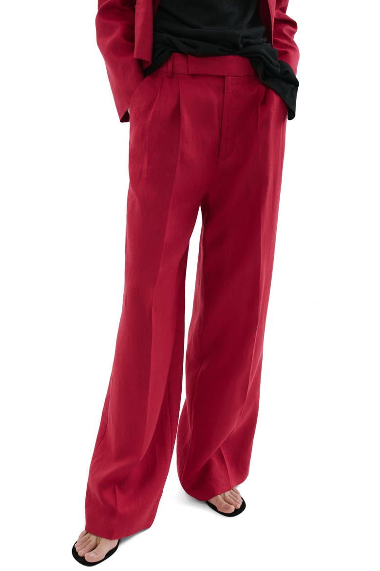Straight Leg Linen Pants, Main, color, RED