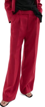 MANGO Straight Leg Linen Pants