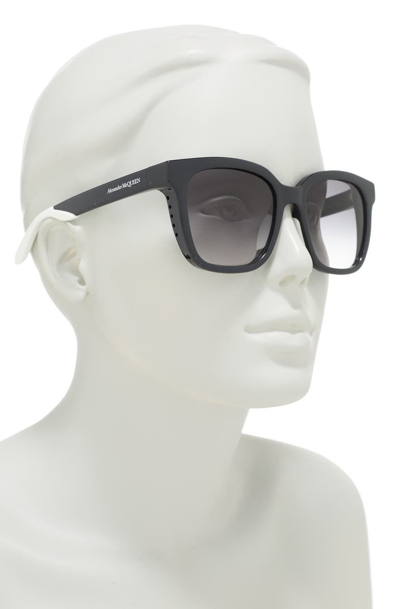 McQueen 55mm Square Sunglasses, Alternate, color, Black Black Grey