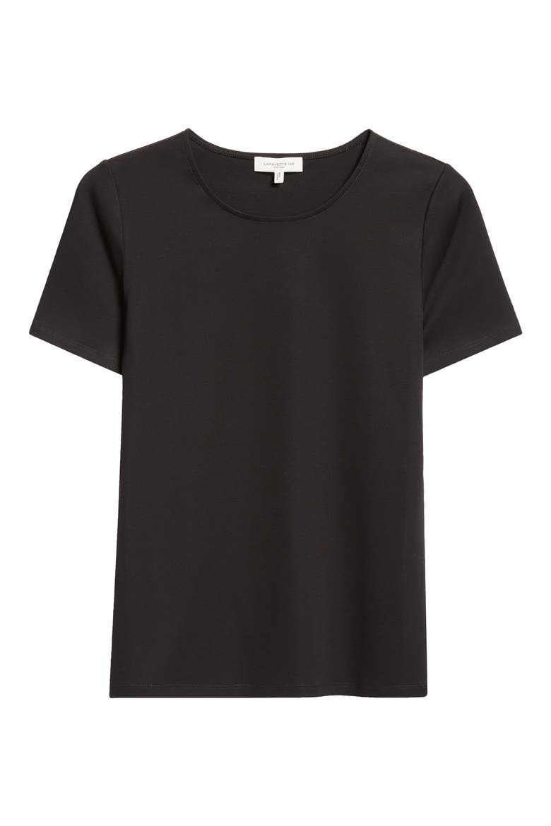 Stretch Cotton Crewneck T-Shirt, Alternate, color, BLACK