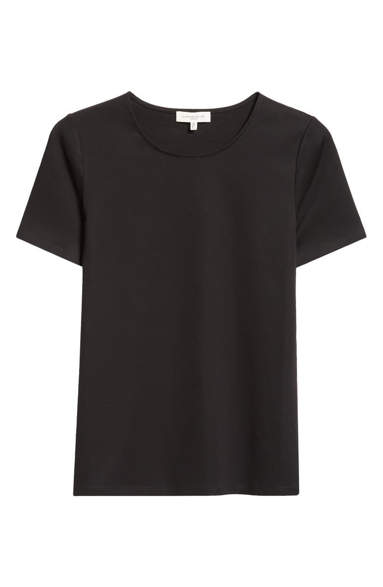 Lafayette 148 New York Stretch Cotton Crewneck T-Shirt, Alternate, color, Black