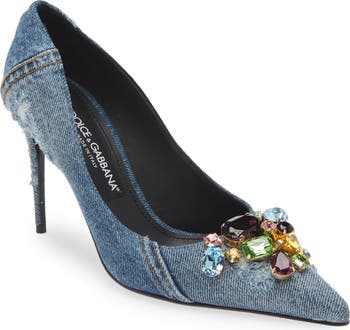 Dolce&Gabbana Patchwork Denim Pointed Toe Pump (Women