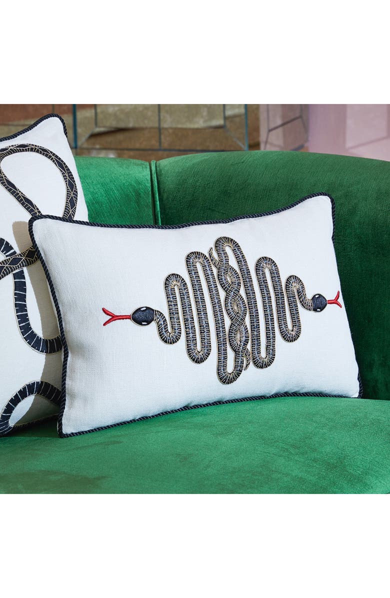 Jonathan Adler Snake Embroidered Pillow, Alternate, color,