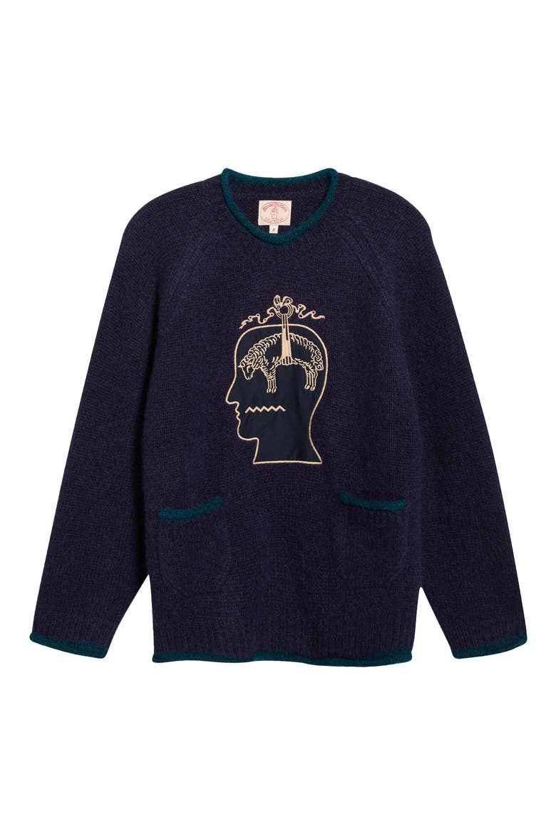 x Brooks Brothers California Logo Embroidered Roll Neck Baby Alpaca Blend Sweater, Alternate, color, NAVY