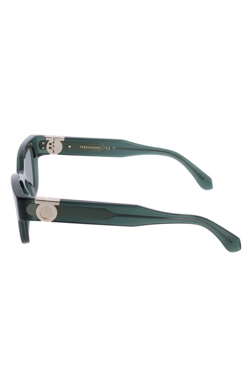 Ferragamo Gancino Rectangle Acetate Sunglasses In Transparent Green