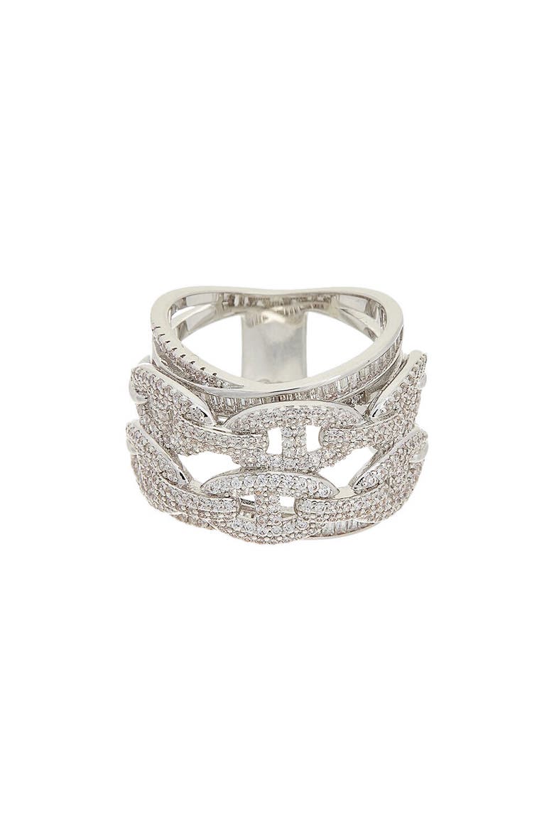 CZ Layered Link Ring, Main, color, WHITE GOLD