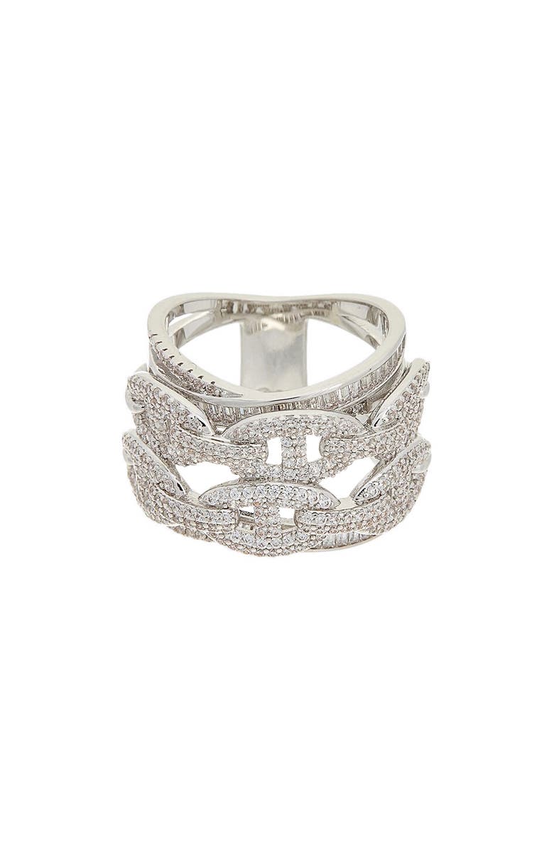 Juvell CZ Layered Link Ring, Main, color, White Gold