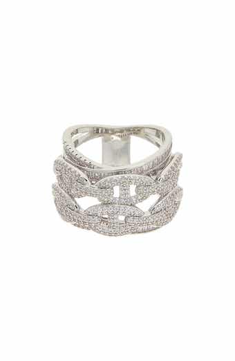 CZ Layered Link Ring