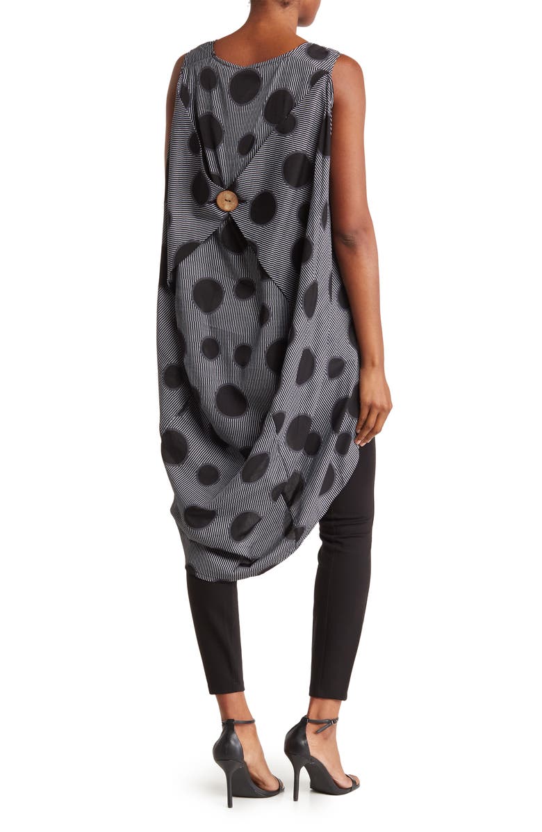 PATRIZIA LUCA Scoop Neck Sleeveless Dot Stripe Print Dress, Alternate, color,