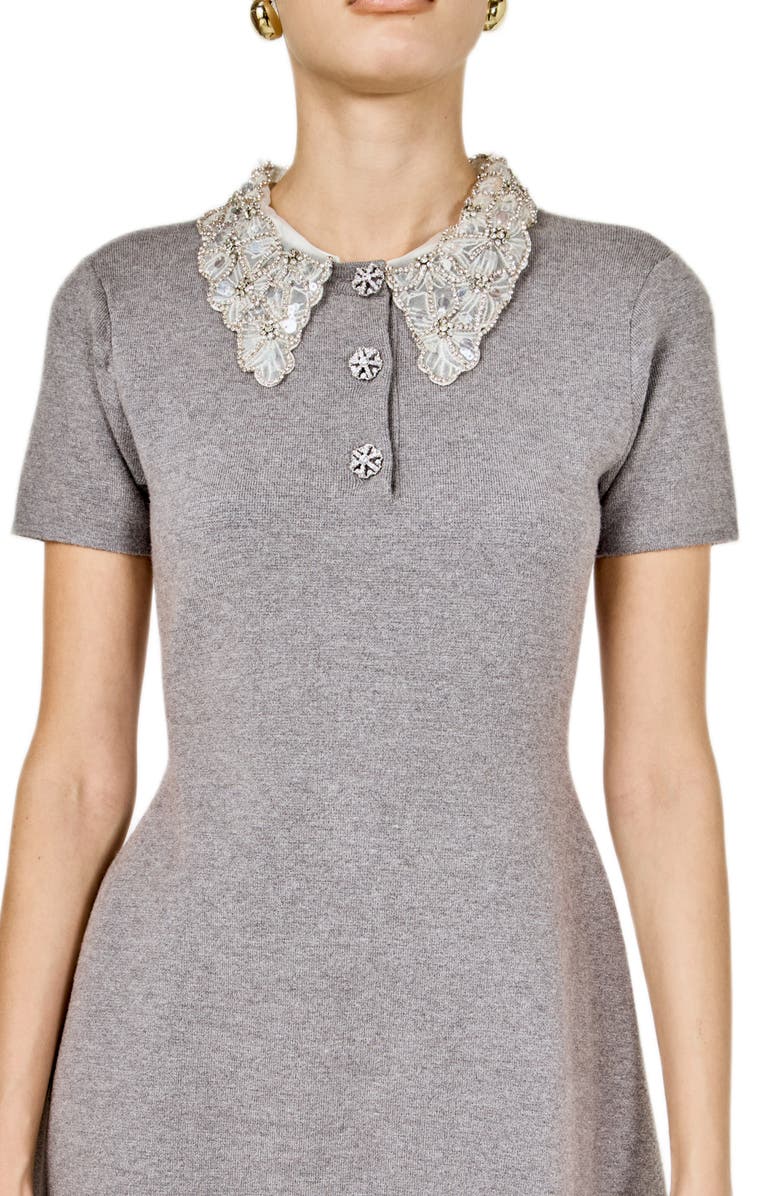 Endless Rose Removable Collar Knit Minidress, Alternate, color, Charcoal