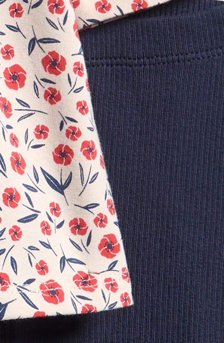 FIRSTS by Petit Lem Polly Print Long Sleeve Cotton Dress & Leggings Set, Alternate, color, Beige