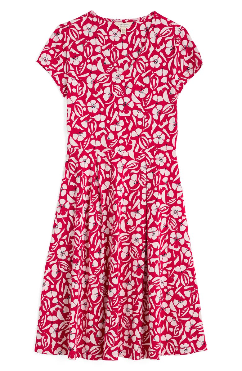 Seasalt Cornwall Pier View Jersey Fit & Flare Dress, Alternate, color, Collaged Floral Scarlet Chalk