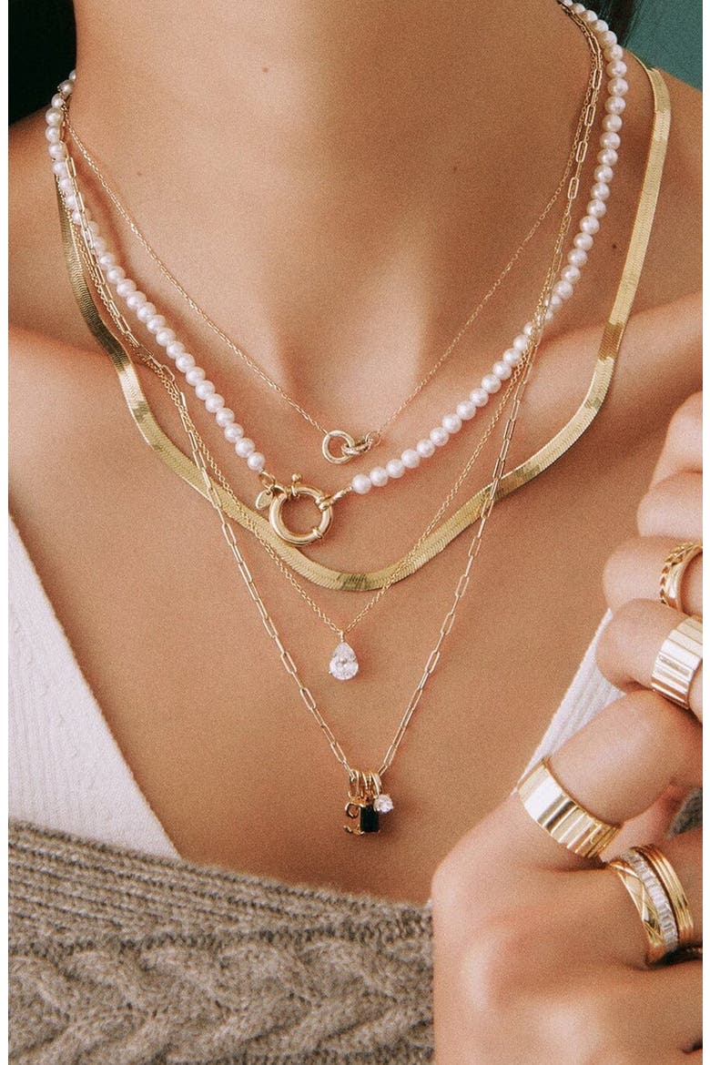 Pear Solitaire Necklace, Alternate, color, Yellow Gold Vermeil