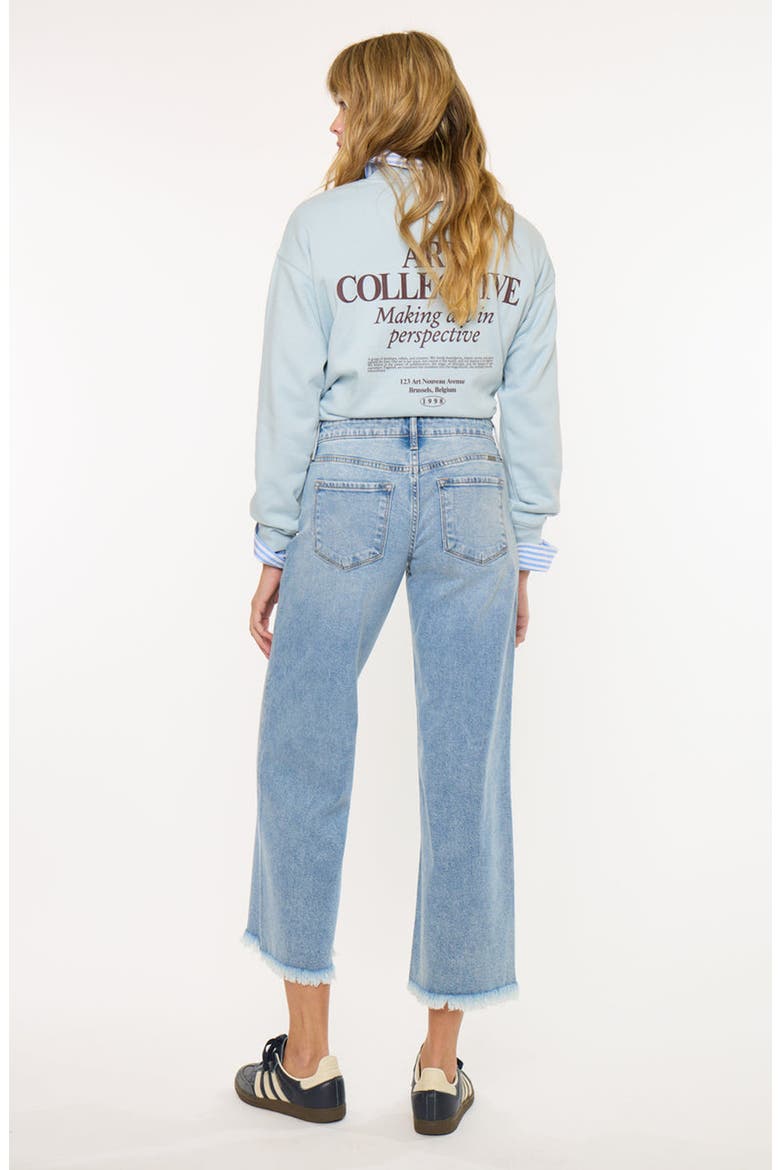 Mal Essentials Mid Rise Cropped Wide Leg Jeans, Alternate, color, Light Wash