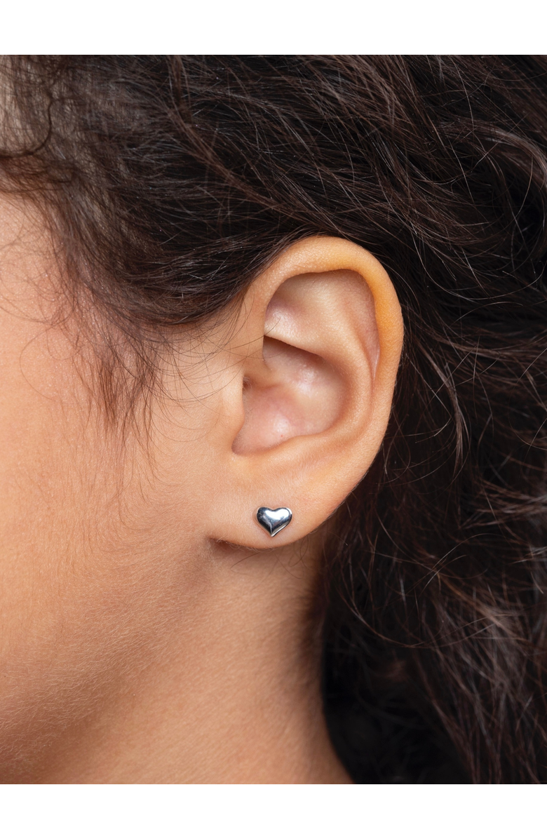 Mia Belle Gilrs Sterling Silver Classic Heart Stud Earrings, Alternate, color, Silver