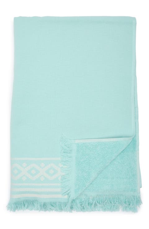 Fringed Cotton Terry Cloth Beach Towel