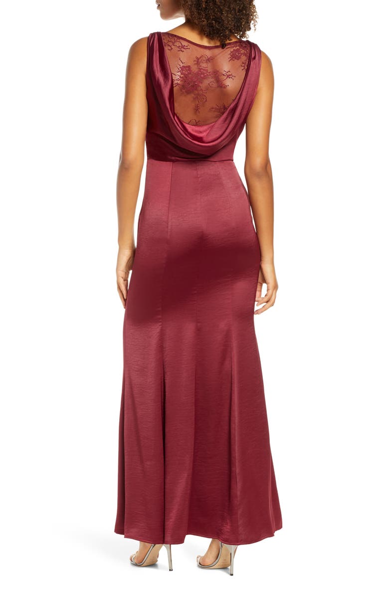 Chi Chi London Lottie Lace Back Satin Trumpet Gown, Alternate, color,