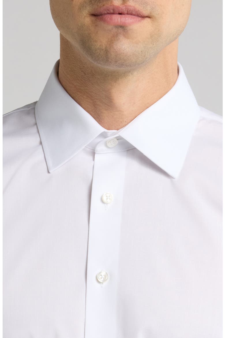 Trim Fit Solid Cotton Blend Dress Shirt, Alternate, color, WHITE