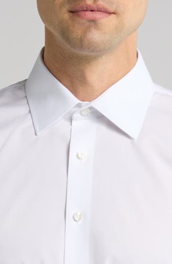 Solid Cotton Blend Dress Shirt