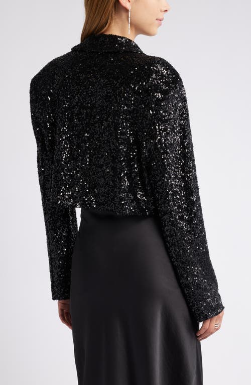 Open Edit Sequin Crop Blazer In Black