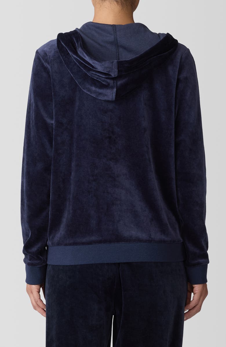 Eileen Fisher Velour Zip-Up Hoodie, Alternate, color, Ink