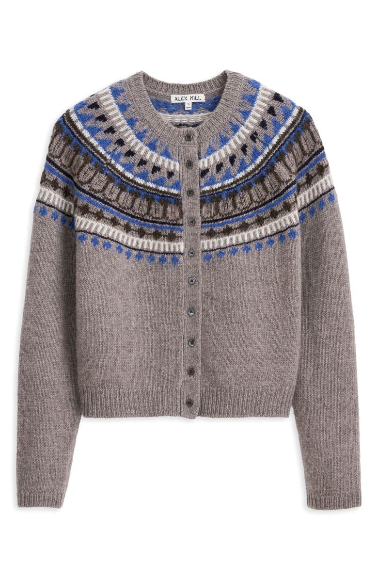 Alex Mill Amina Fair Isle Wool Blend Cardigan, Alternate, color, Taupe