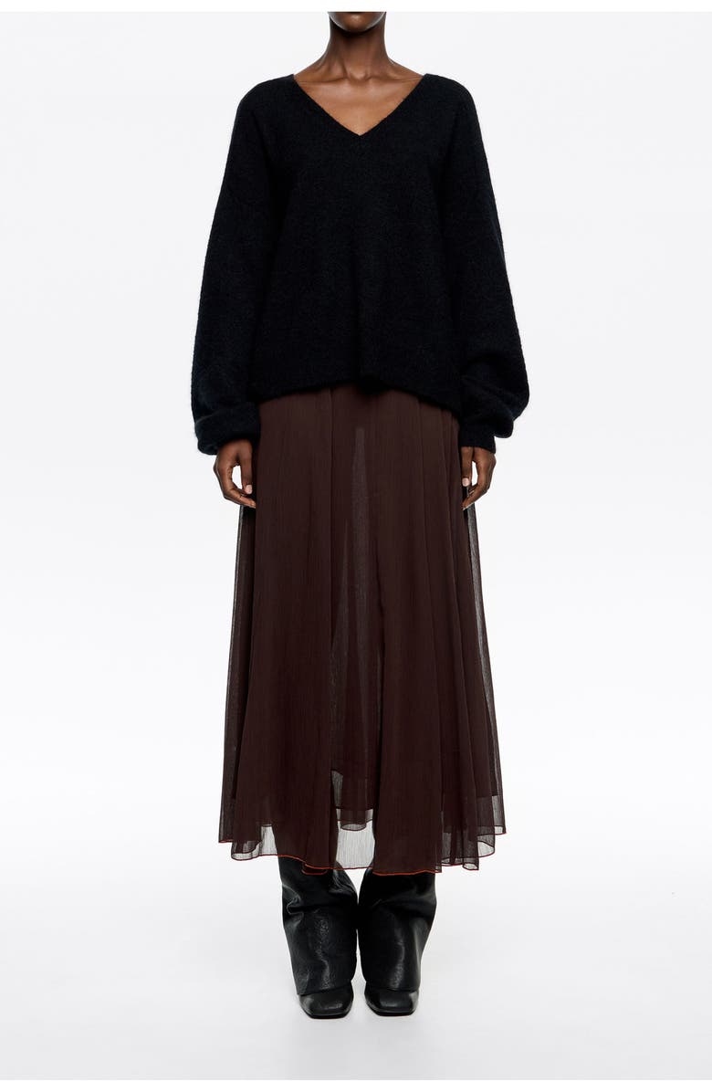 Bimba y Lola Flared Midi Skirt, Main, color, Dark Brown