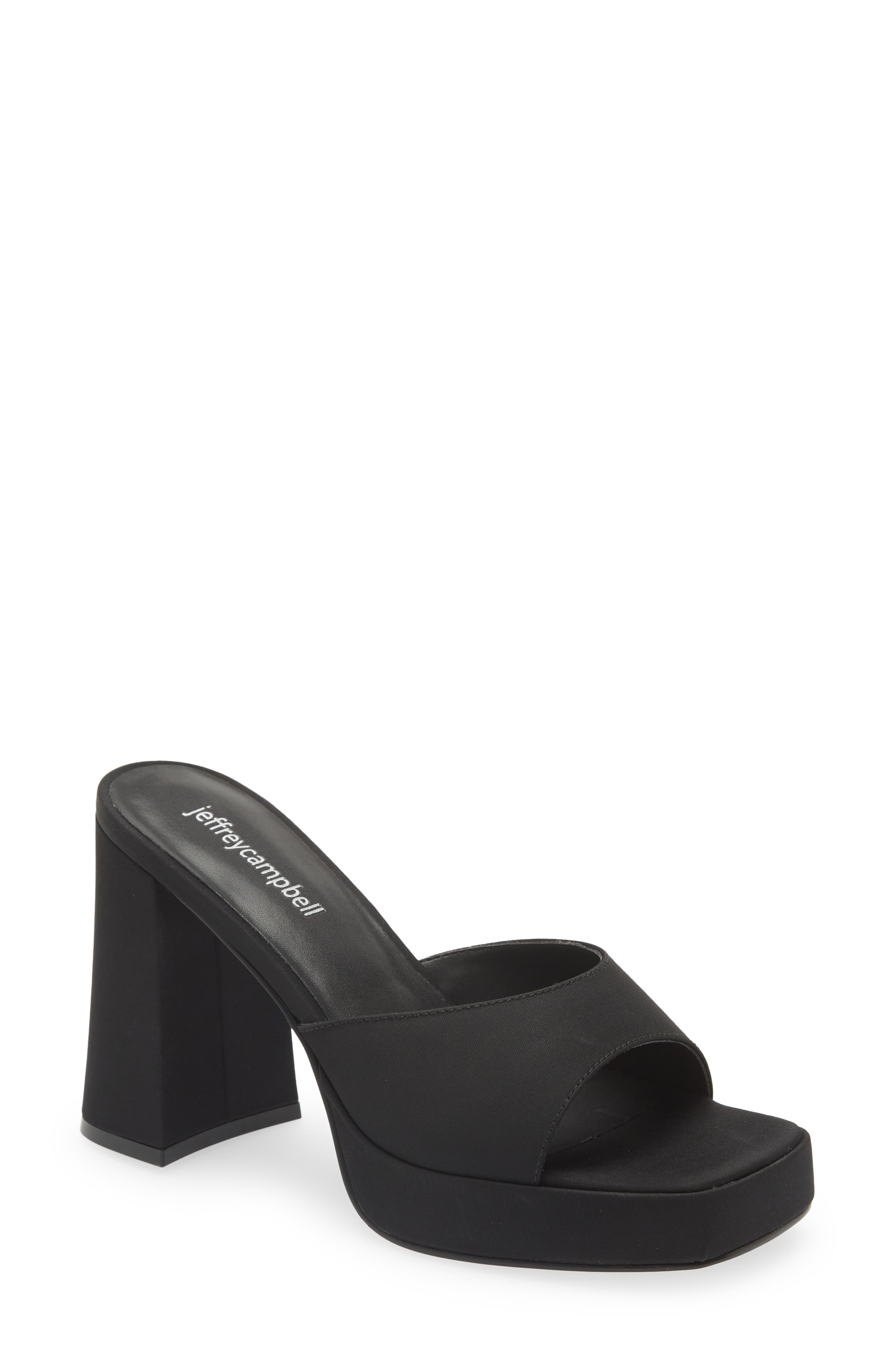 Jeffrey Campbell Ninety Platform Sandal, Main, color, Black Faille