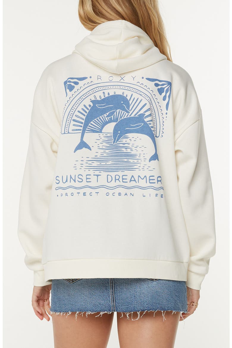 Evening Lineup Fleece Full Zip Graphic Hoodie, Alternate, color, EGRET SUNSET DREAMS