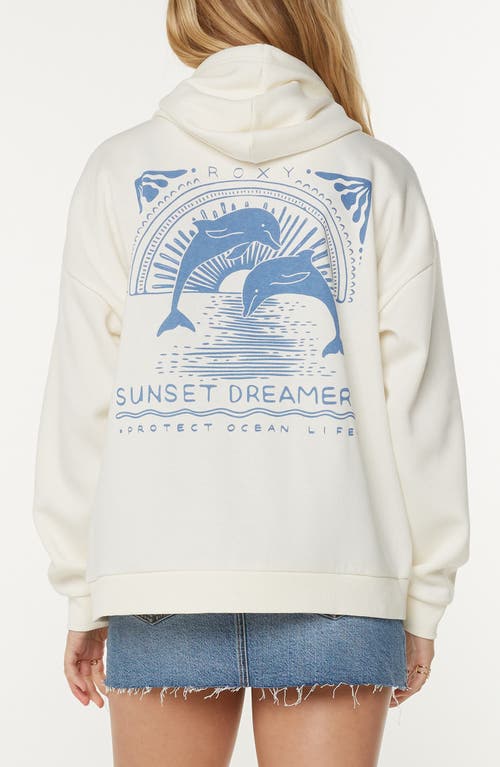 Roxy Evening Lineup Fleece Full Zip Graphic Hoodie In White