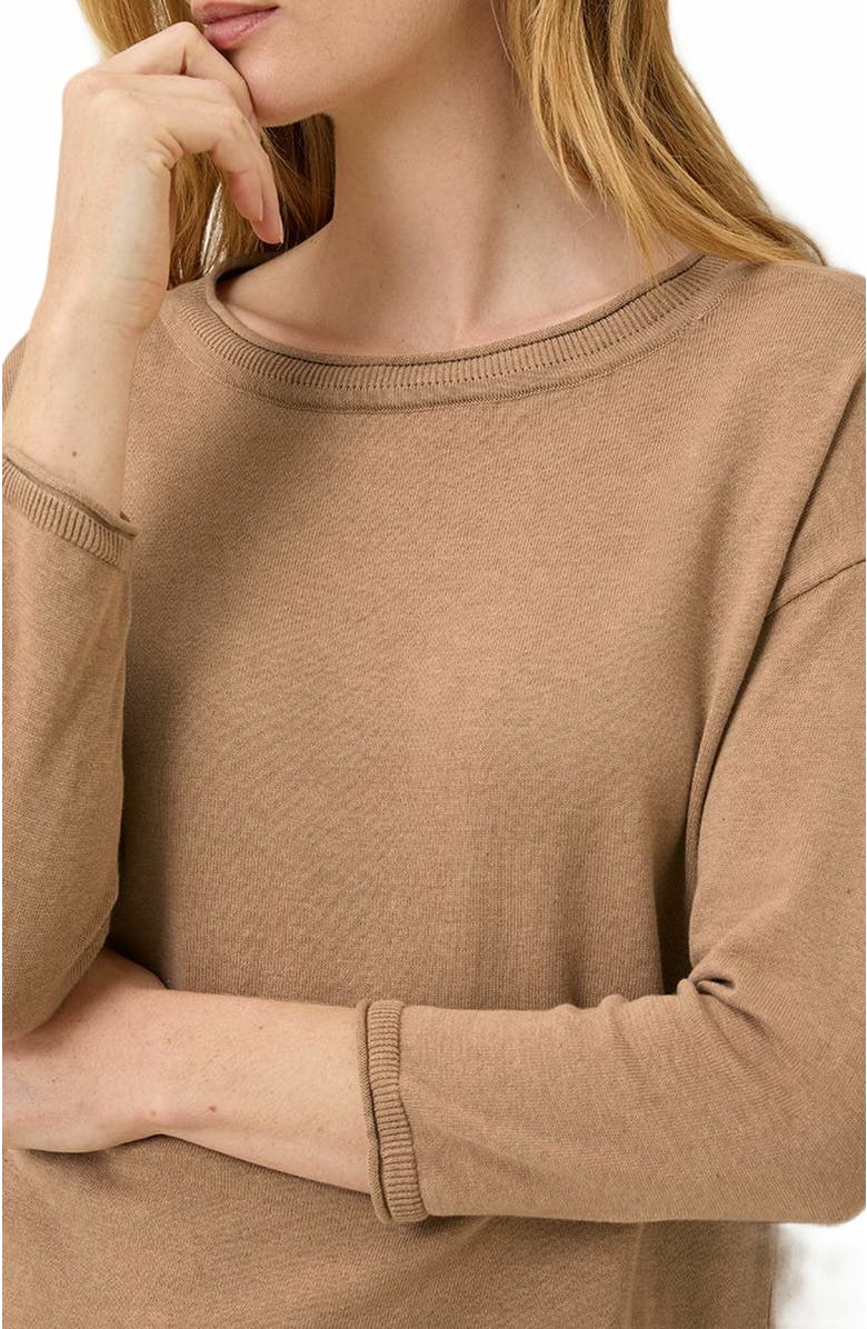 Pact Organic Cotton Classic Fine Knit Wide Neck Sweater, Alternate, color, Sesame Heather