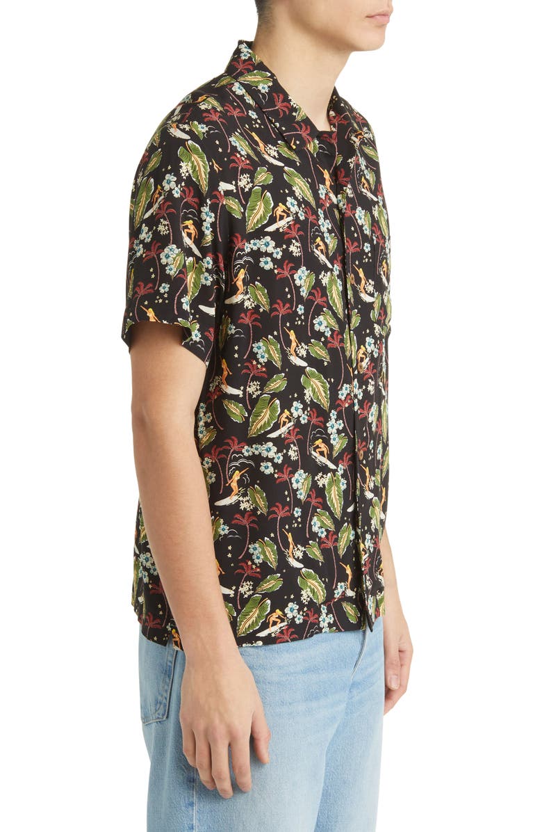 A.P.C. Lloyd Floral Short Sleeve Button-Up Camp Shirt, Alternate, color, 