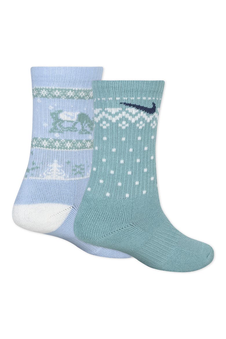 Kids' 2-Pack Fair Isle Crew Socks, Alternate, color, LIGHT ARMORY BLUE